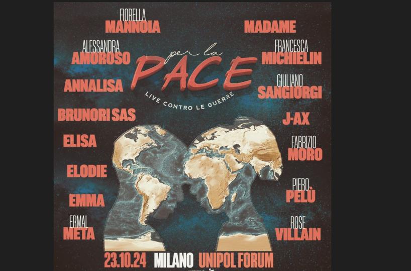 A Milano il 23 ottobre la musica italiana si unisce in un grande concerto per la pace: tutto il cast