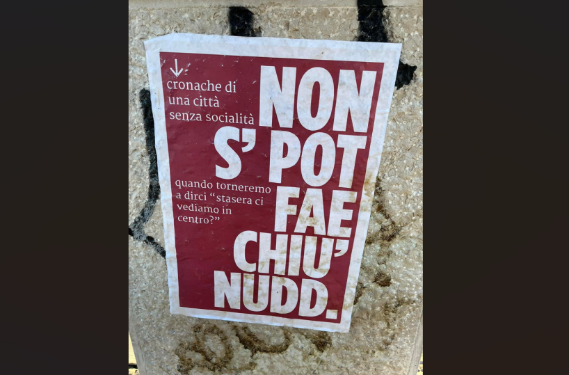 «Non s'pot fae chiu' nudd», a Bari decine di volantini: protesta contro le ordinanze anti-movida?