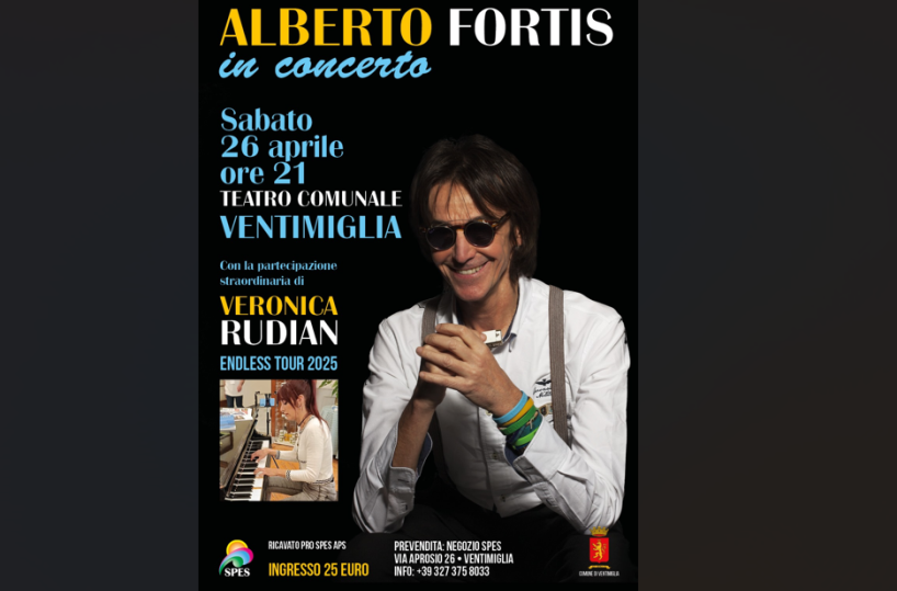 La pianista Veronica Rudian apre il concerto di Alberto Fortis a Ventimiglia