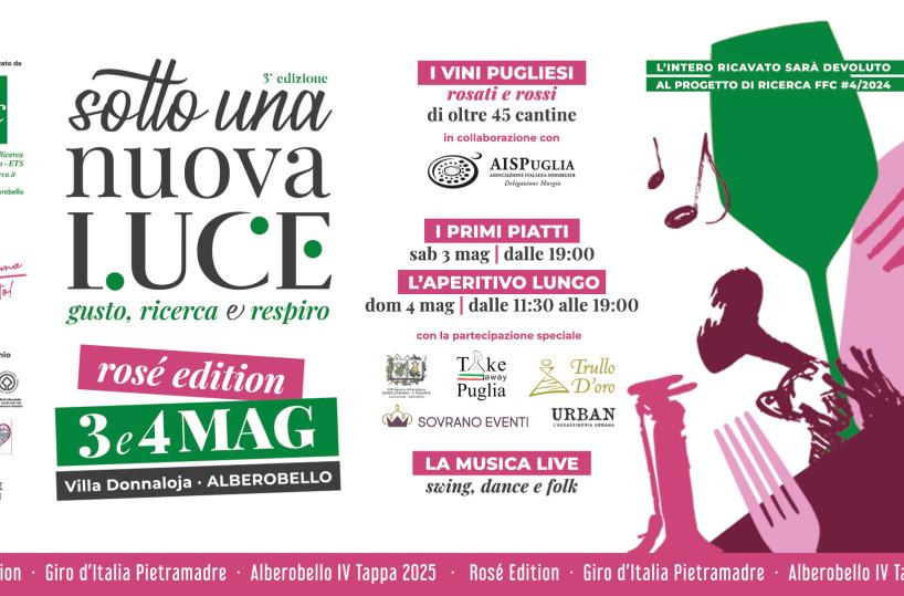 «Sotto una nuova luce. Gusto, ricerca e respiro». Ad Alberobello torna l'evento per la Ricerca sulla Fibrosi Cistica