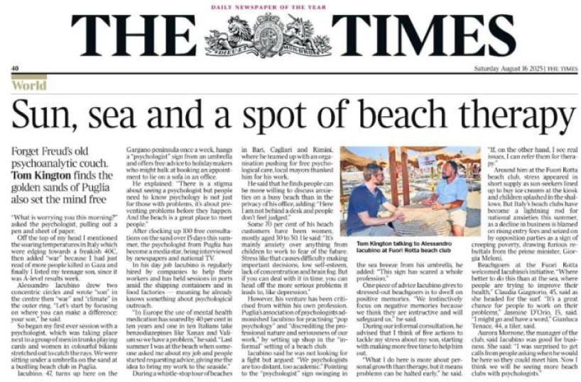 Lo «psicologo in spiaggia» finisce sul Times: «Perché così tante polemiche?»