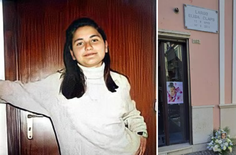 Potenza, 32 anni fa l'omicidio di Elisa Claps: fiori e la sua foto davanti alla chiesa della Santissima Trinità