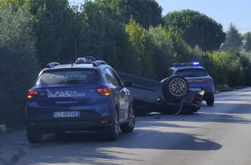 Corato, rubano Porsche e si ribaltano nella fuga: i malviventi fuggono grazie ai complici