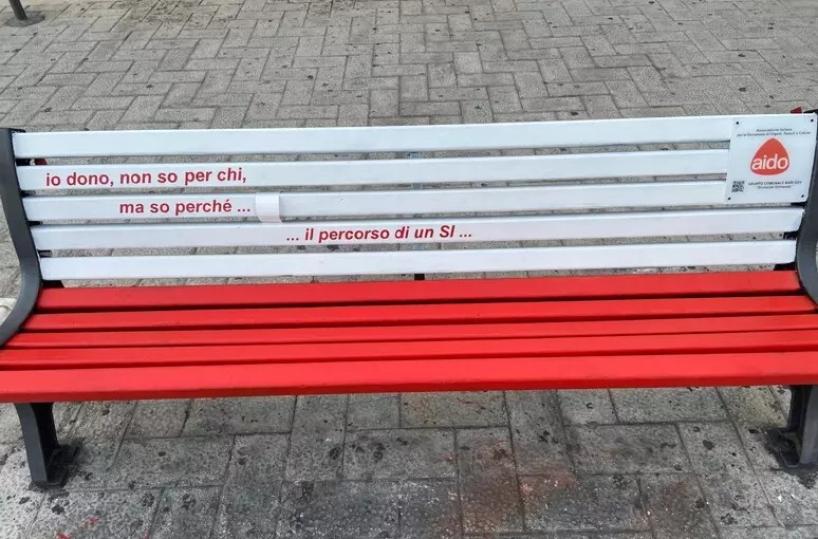 Ecco la panchina del dono sul lungomare di Bari