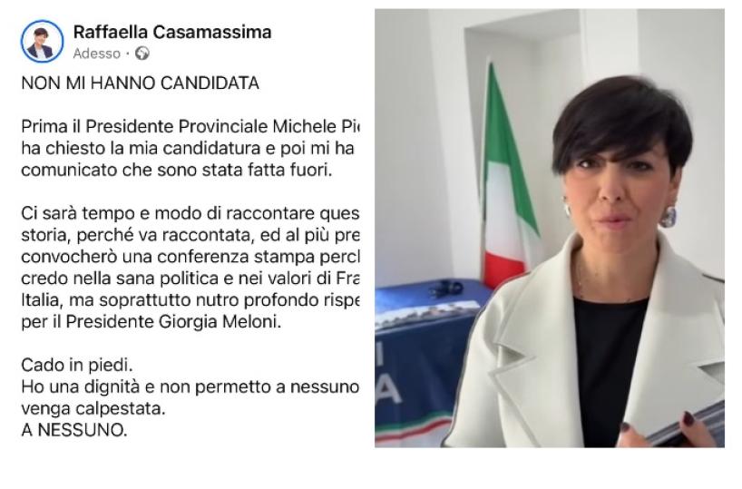 Regionali, Raffaella Casamassima annuncia la campagna elettorale e prepara i «santini» ma poi FdI non la candida