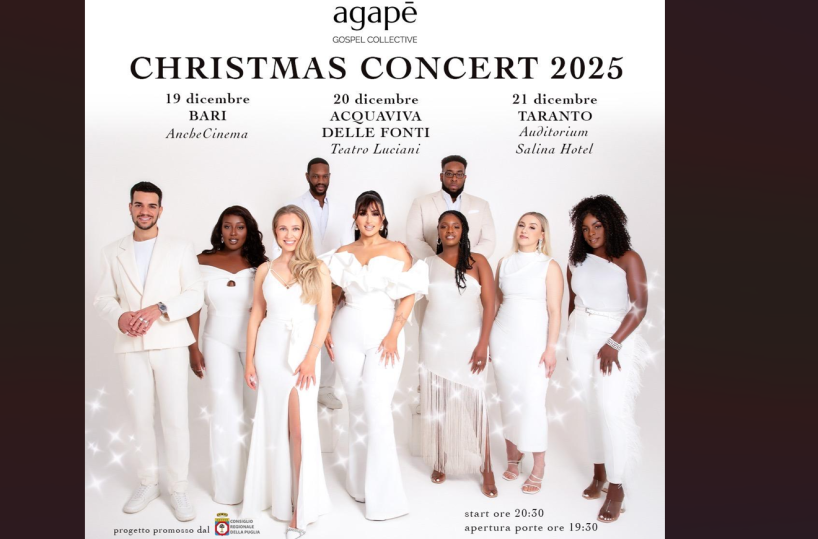 Agapē Gospel Collective: tre serate speciali in Puglia con il Christmas Concert 2025