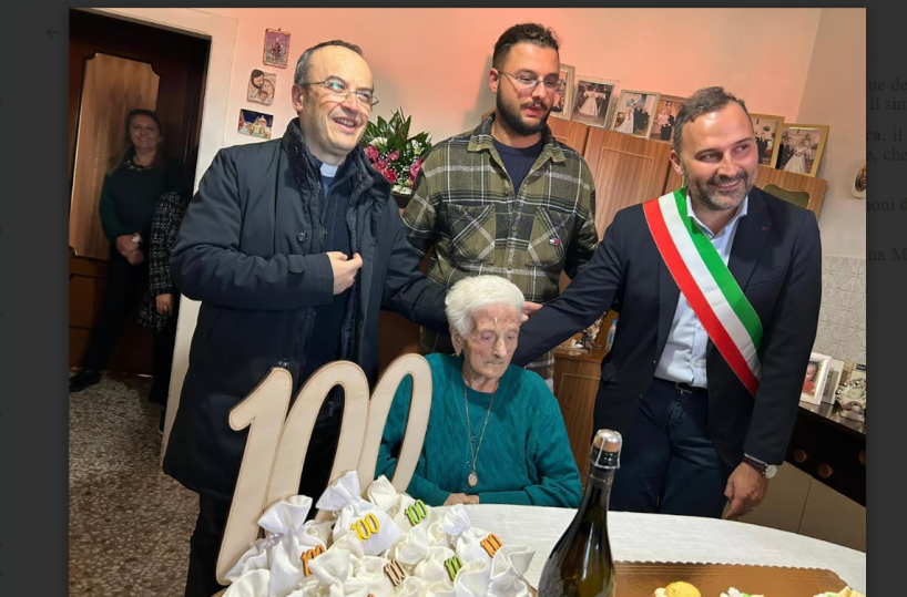 Avigliano festeggia il traguardo delle 100 candeline di nonna Margherita 