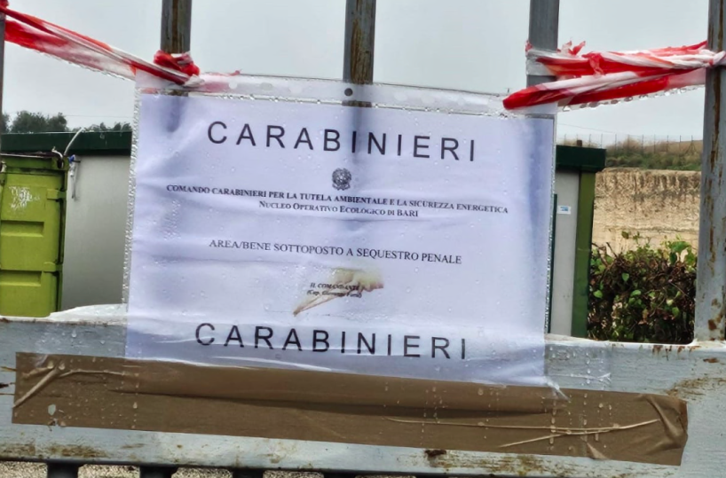 Andria, sequestrata l’ex discarica Fratelli Acquaviva, rifiuti pericolosi sotto materiale inerte