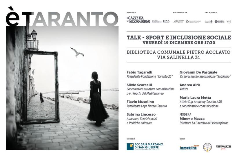 &Egrave; Taranto, ecco il talk &laquo;Sport e inclusione sociale&raquo;: sul potere educativo dello sport