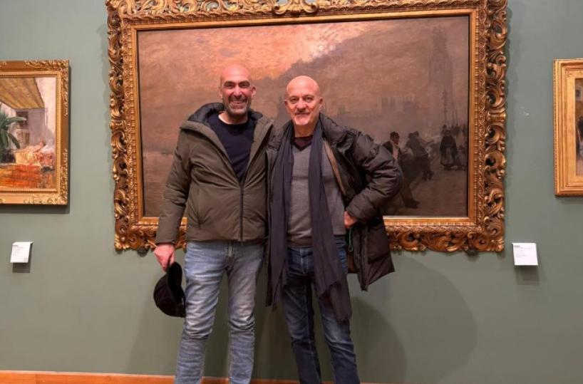 Claudio Bisio in visita alla Pinacoteca Giacquinto di Bari