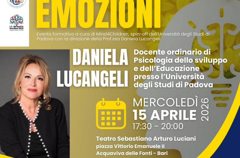 Acquaviva delle Fonti, lectio magistralis su mente ed emozioni con Daniela Lucangeli