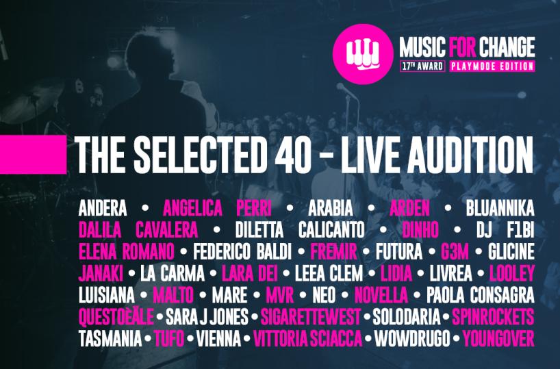 Music for Change 2026, svelati i 40 artisti delle Live Audition: quattro pugliesi tra i protagonisti della nuova scena