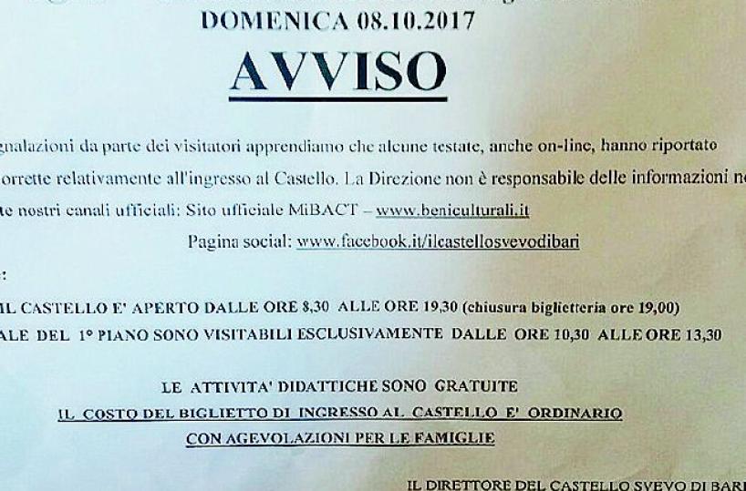 Equivoco sull'ingresso gratuito baruffa dinanzi al Castello Svevo