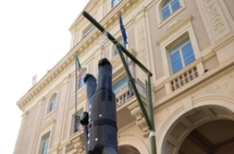 Macerata choc, pignatta con testa duce