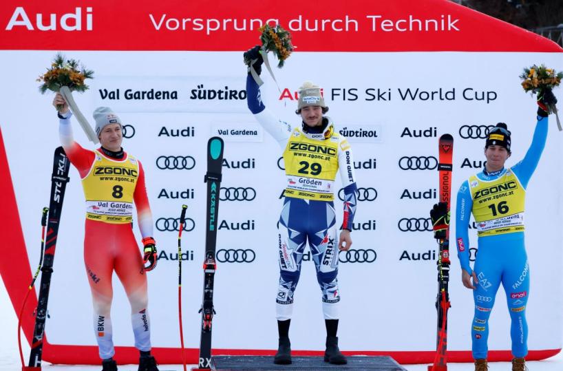 Nel SuperG della Val Gardena vince Zabystran, podio e lacrime per Franzoni