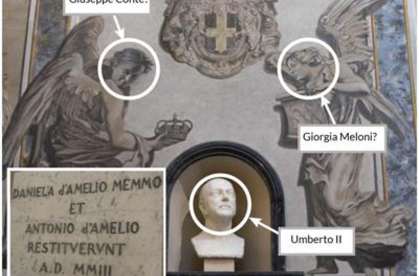 Angelo con volto Meloni, la 'pista' di Umberto II e dei gioielli della corona