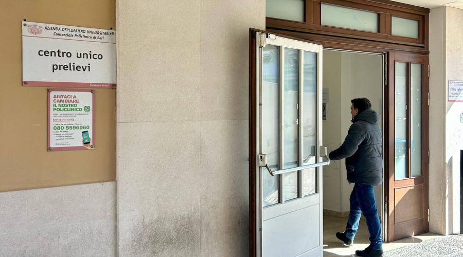 Bari, al centro prelievi del Policlinico agende dedicate per prelievi oncologici, ematologici e in gravidanza