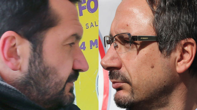 I vertici lucani di Lega e Movimento 5 Stelle, il sen. Pepe e l'eurodeputato Pedicini (foto Tony Vece)